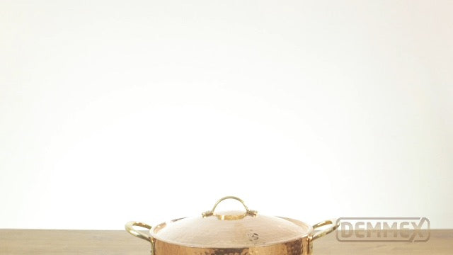 DEMMEX 1.2MM Thick Hammered Copper Soup Pot Stew Pan Casserole Dish, 3 Quarts (7.8" x 4")