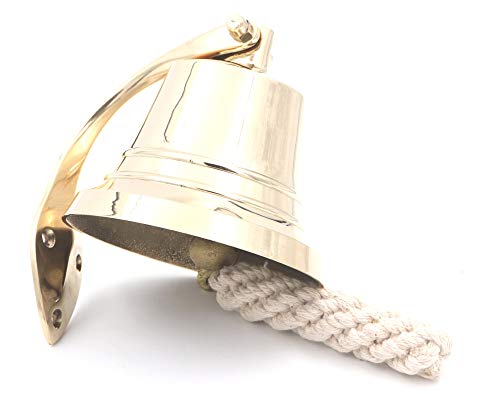 Solid Brass BellWall Mount, Brass Maritime Duty Watch Ship?s Bell (5", Polished Brass)