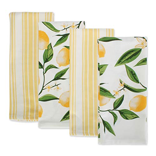 DII Lemon Bliss Kitchen Collection, Dishtowel Set, 4 Count