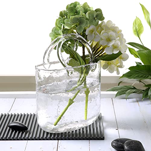 Purse Vase, Handbag Clear Glass Bag Vase for Flower Farmhouse Centerpieces Decor