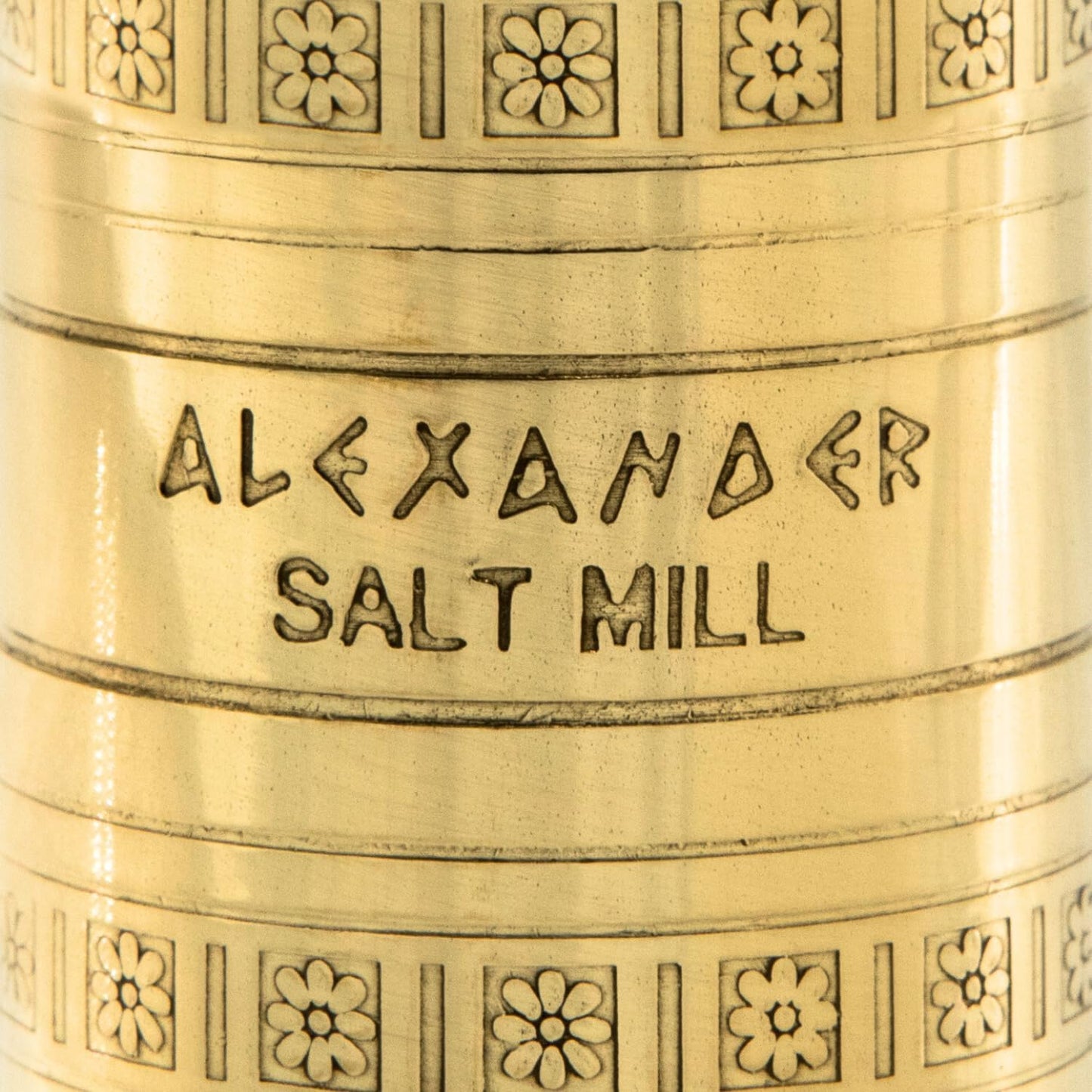 Alexander Home The Original Greek Salt Mill 9 Inch Tall | European Salt Mill Grinder with Crank Handle | Manual Salt Grinder | Salt Refillable - Brass