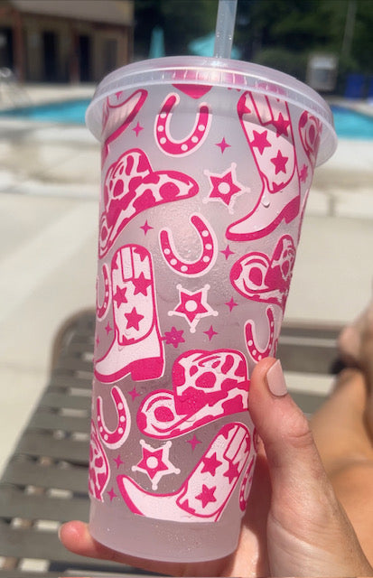 Pink Cowgirl 24oz Venti Cold Cup