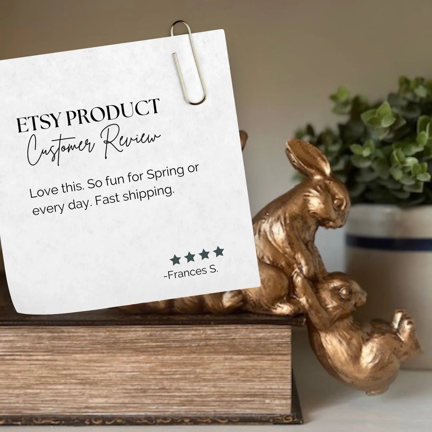 Antiqued Gold Bunny Shelf Sitter