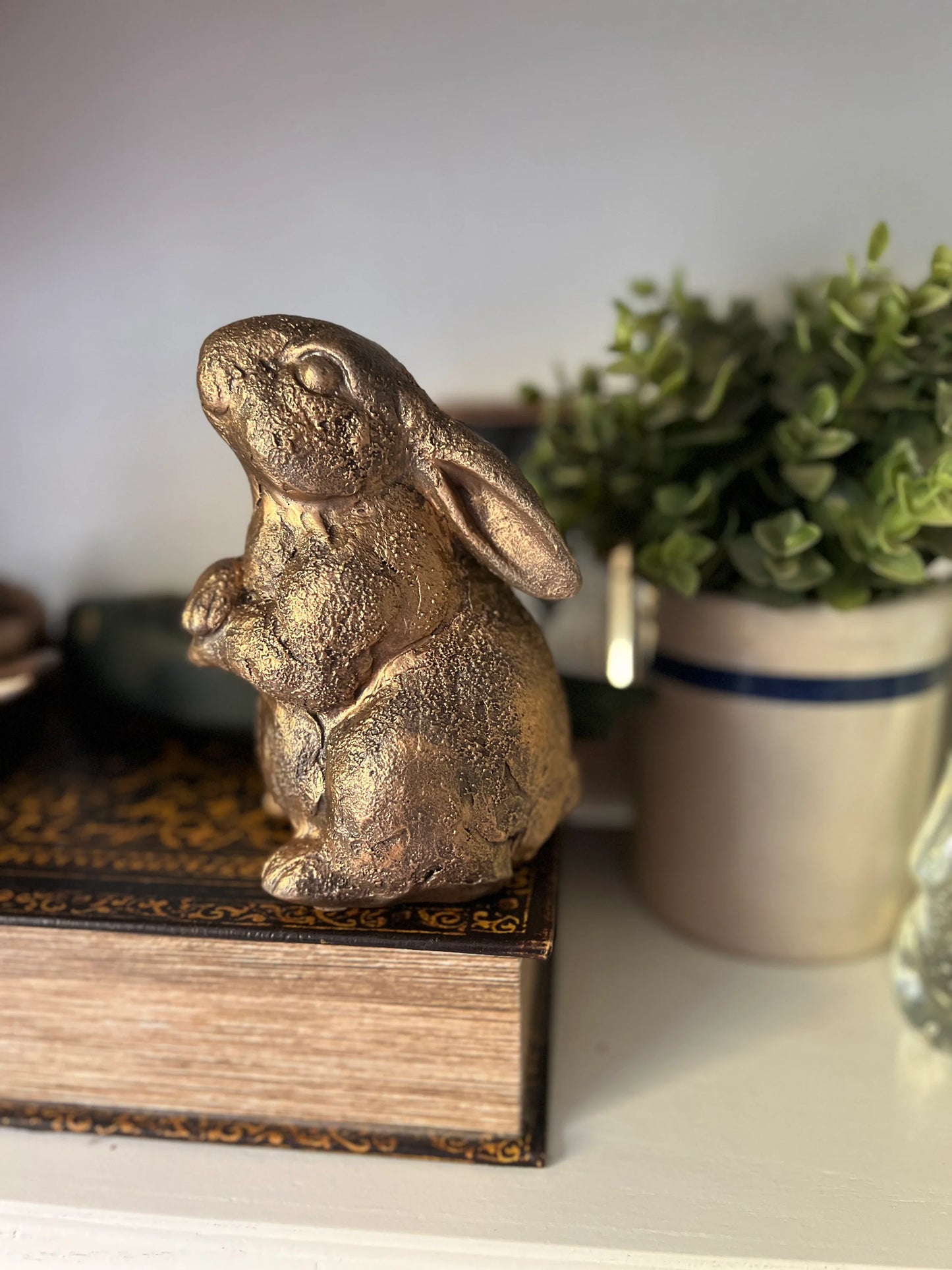 Antiqued Gold Bunny Shelf Sitter