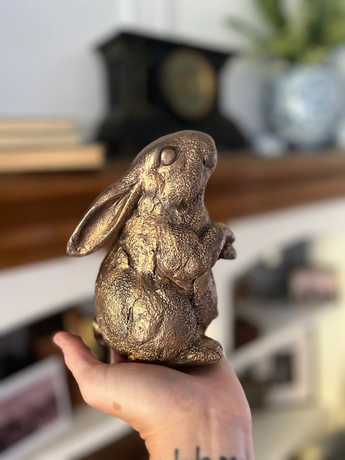 Antiqued Gold Bunny Shelf Sitter