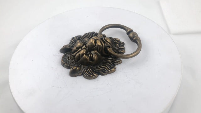 QWORK Antique Bronze Lion Door Handle Classical Lion Head Knocker, Classical Lion Head Knocker