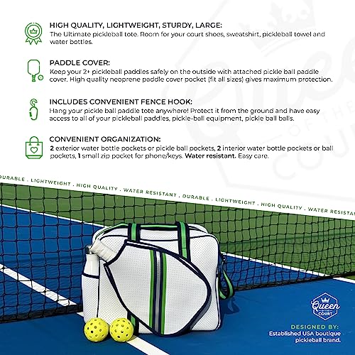 Queen of the Court Pickleball bag, Pickleball bag with fence Hook, pickle ball bag for women, cute pickleball bag